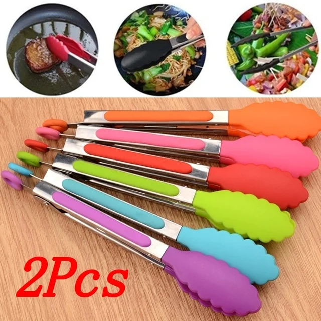 1Dcs Konyhai Főzés Saláta Ételek Klip Grillező Rozsdamentes Acél Fogó Készülékek Bbq Szerszámok