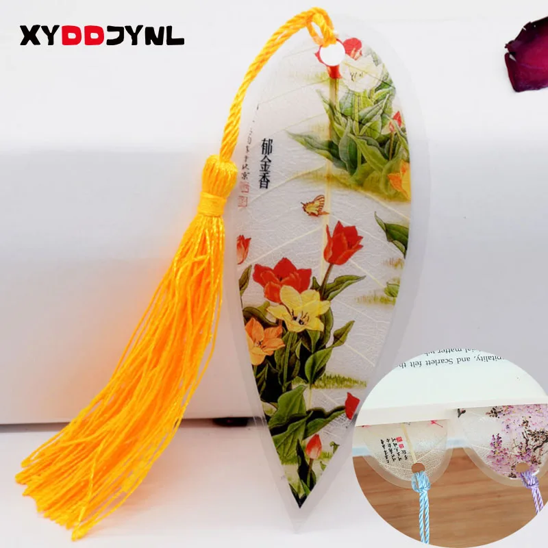 1pc Leaves Vein Bookmark Creative Chinese Wind Tassel Bookmarks Collectibles Stationery Creative School Supplies