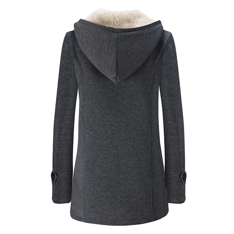 ANSELF толстовки Женская куртка с капюшоном 3XL 5XL плюс размер теплая Дафлкот пуговица для пальто молния спереди Зимняя парка пальто; женская верхняя одежда