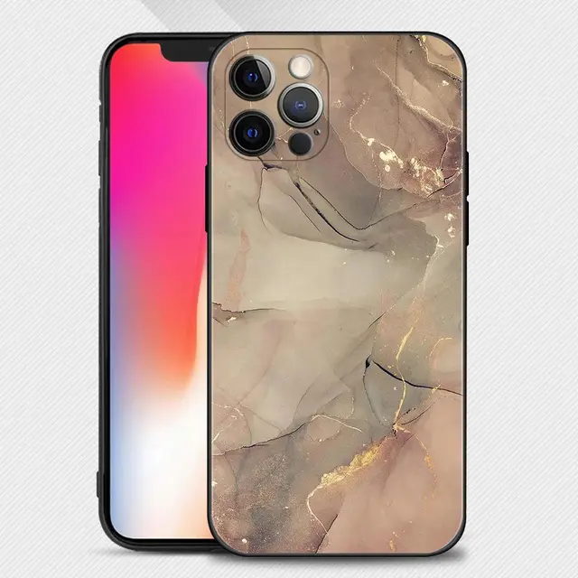 Phone Case For iPhone 13 12 11 Pro Max XS Max XR X 7 8 Plus 12 Mini 6S 5S SE 2020 Capa Black Shell Pink Gold Marble Art Fashion B08