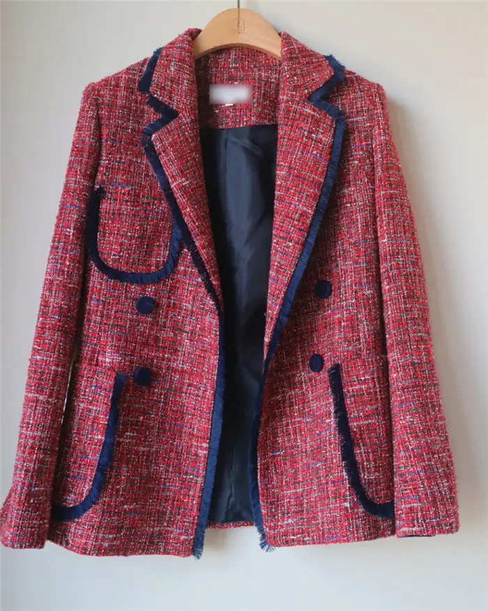 Двубортный костюм пальто женские блейзеры и куртки Повседневный шикарный британский стиль лоскутное твидовый Блейзер Feminino Casaco f1467