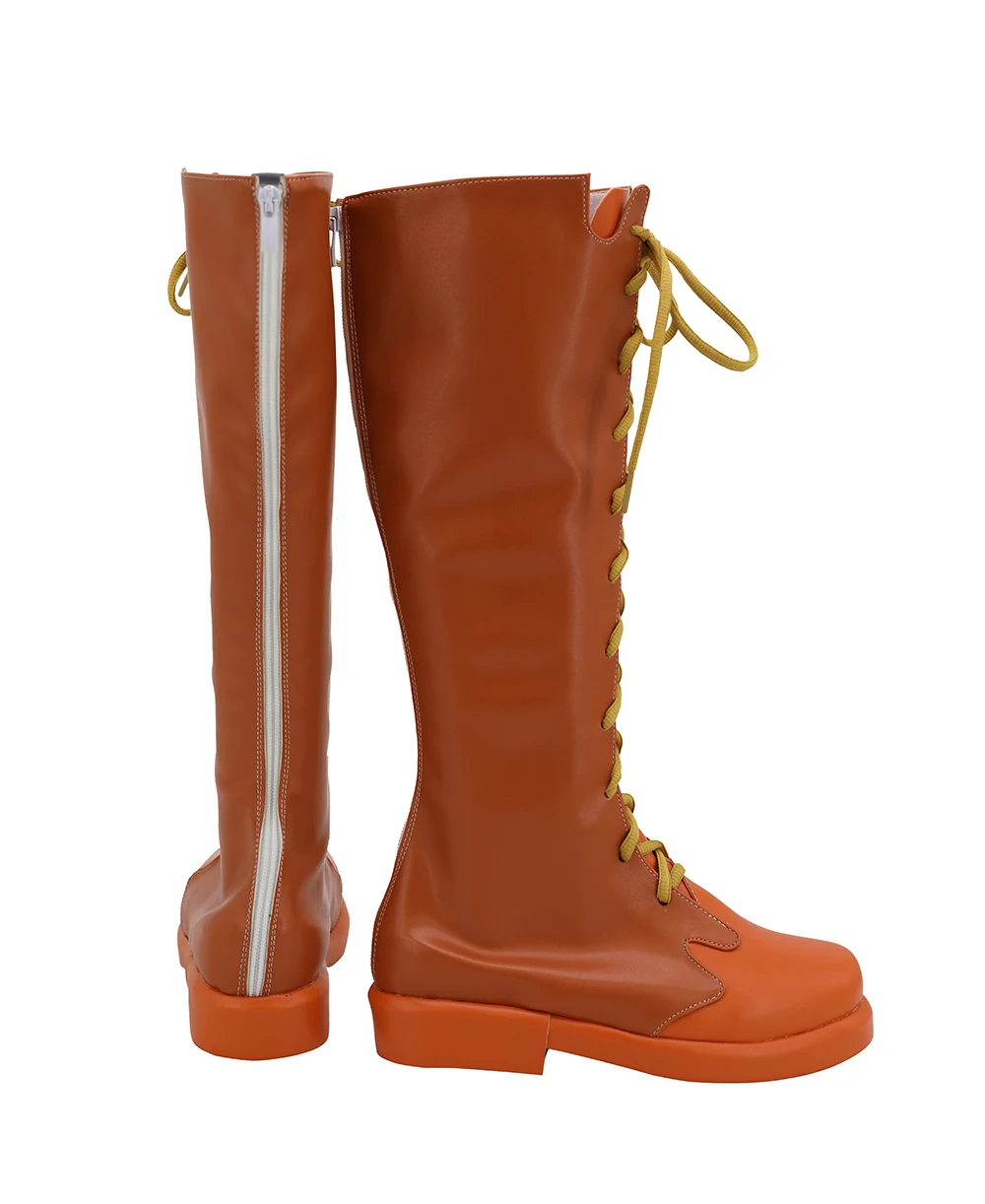 Demon Slayer Kimetsu no Yaiba Female Kyojuro Rengoku Cosplay Boots Orange Shoes Custom Made (4)