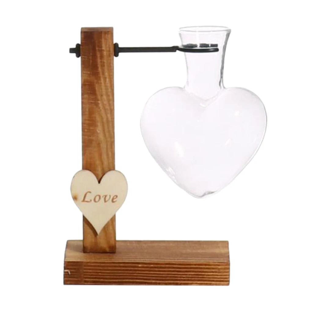 Glass Vase with Wooden Stand, Nice Decorative Crafts in the Bedroom, Living Room, Office, etc.