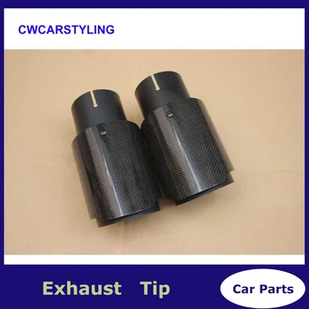 

Free Shipping 2 Piece car styling Glossy Carbon Ak exhaust pipe muffler pipe carbon fiber AK Roast black End Tail Tips