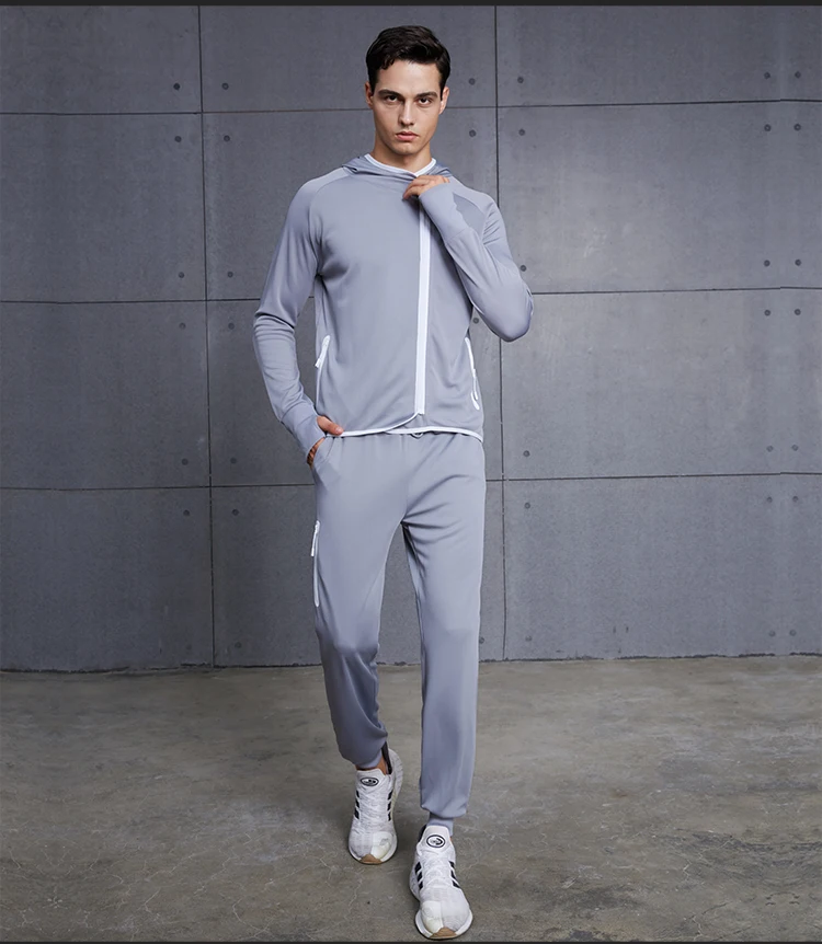 VANSYDICAL Winter Autumn Hoodies Sport Shirt Men Hat Zipper Running Jackets Fitness Gym Sports Clothing Sport Top Men Sportswear