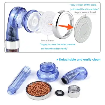 

3 modes bath shower jetting adjustable shower head high pressure water saving bathroom anion filter spa shower spout