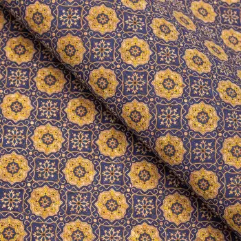 

Blue Tile Azuleijo style pattern natural cork fabric COF-402