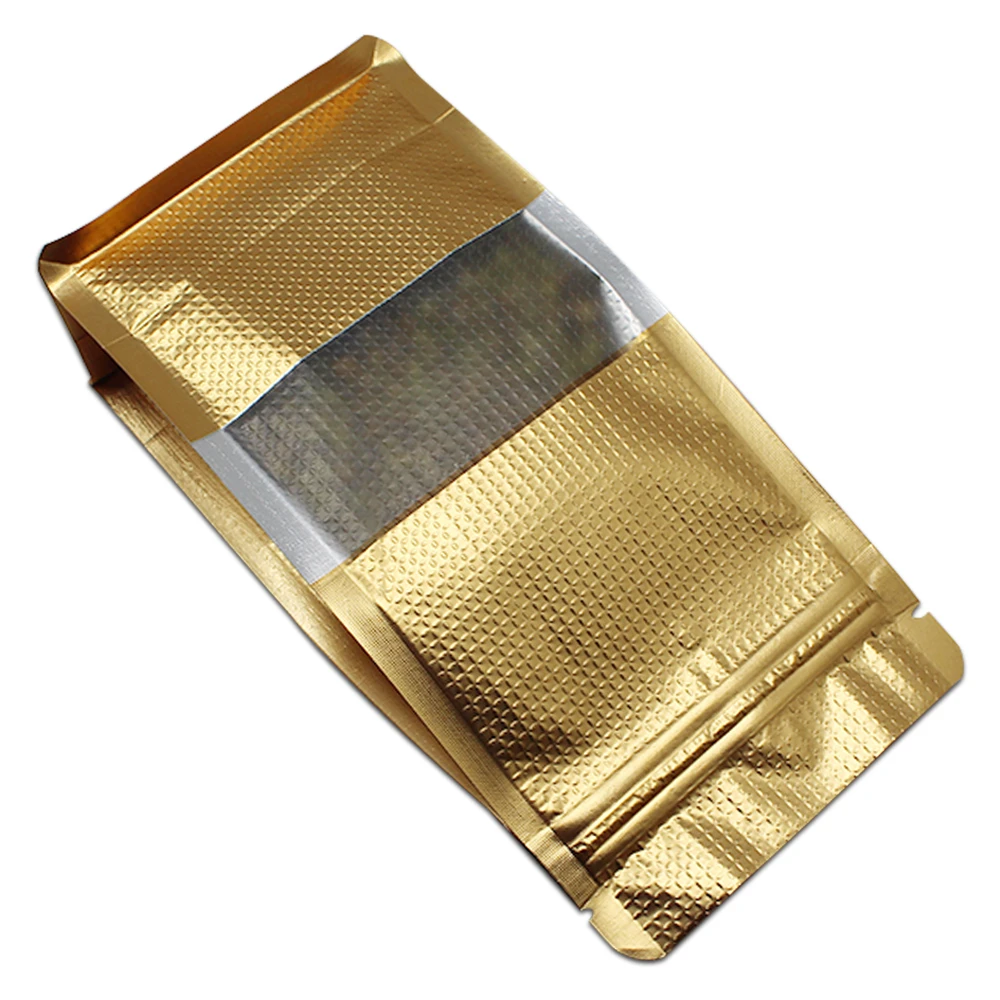 350Pcs/Lot Golden Stand Up Aluminum Foil With Lines Clear Window Organ Packaging Bag Zipper Seal Storage Resealable Side Bag 350Pcs/Lot Golden Stand Up Aluminum Foil With Lines Clear Window Organ Packaging Bag Zipper Seal Storage Resealable Side Bag