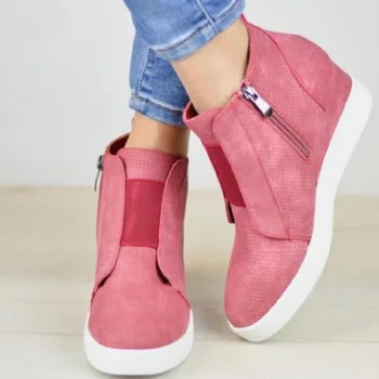 

Women's shoes 2019 new suede high to help increase large size women's casual shoes