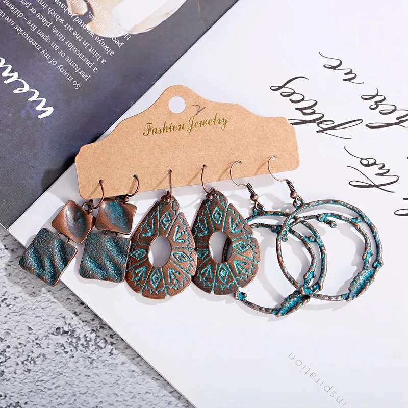 Boucles D'oreilles Fantaisie Ethnique Vintage - Modèle à Pince - Occasion