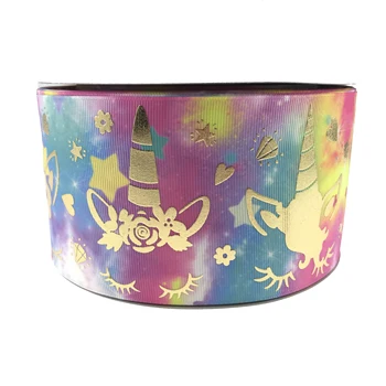 

High quality 3 inch Gold foil hologram ribbon for DIY Gift Packing Decoration