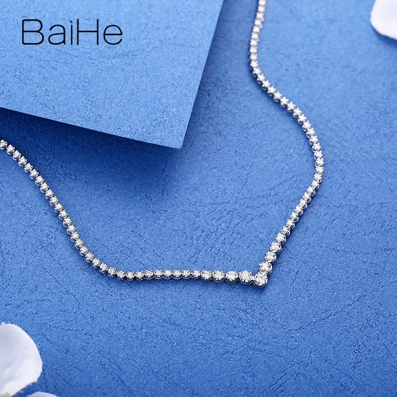 BAIHE, 18 К, белое золото, сертифицировано, круглая огранка, H/SI, 2.01ct, натуральные бриллианты, ювелирные изделия, помолвка, модные, изысканные, Роскошные, Подарочные ожерелья