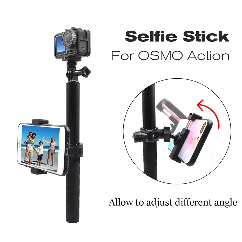 

Aluminum Alloy Extension Selfie Stick Pole Set 1.1m Selfie Stick with Camera Frame for DJI Osmo Action Sports Camera