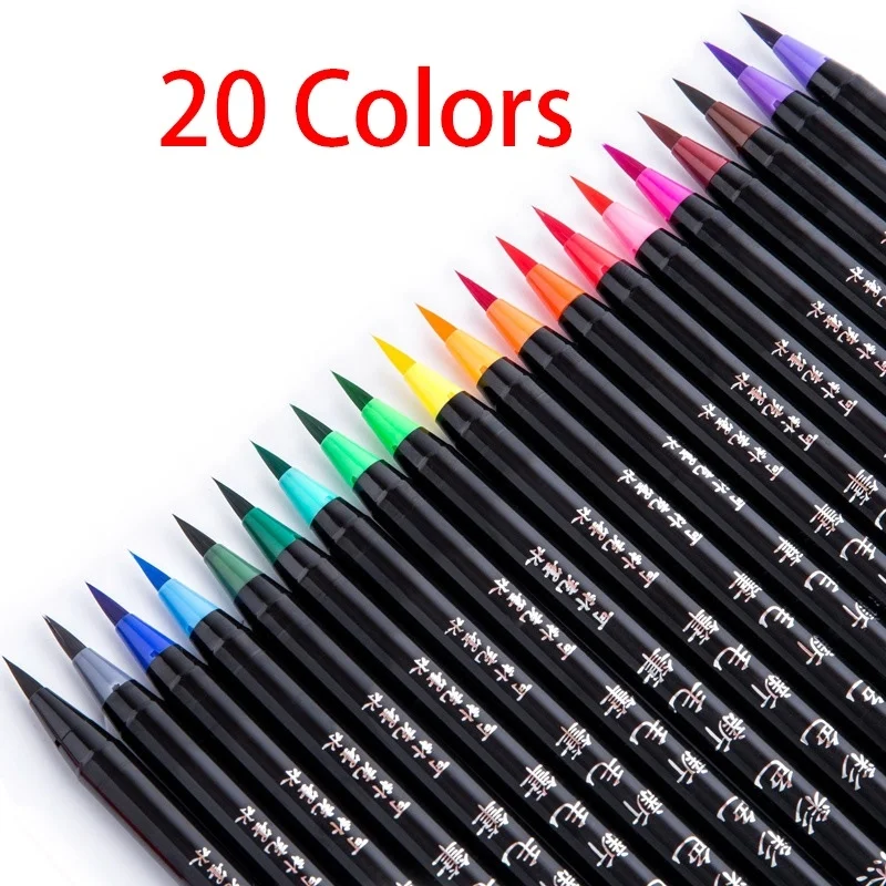 

10/20 Colors Watercolor Pen Soft Tip Brush Marker Art Markers Calligraphy Pens Drawing Coloring Books Manga Supplies Stationery