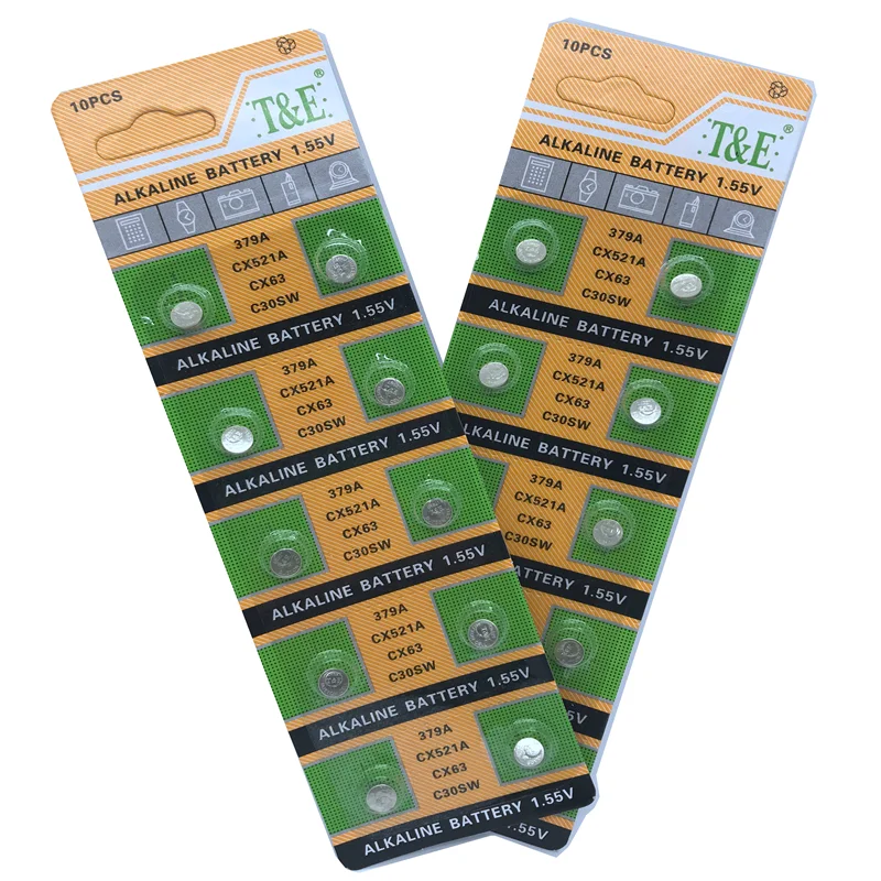 20 PCS 379 Battery AG0 LR521 521 1.55V sr521sw CX63 Alkaline Watch Button Cell Battery For Watch Toys Remote Coin Battery