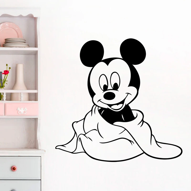 Cartoon Mickey Mouse Wall Stickers Self Adhesive Vinyl Wallpaper For Kids Baby's Rooms Decals Creative Sticker Adesivo De Parede