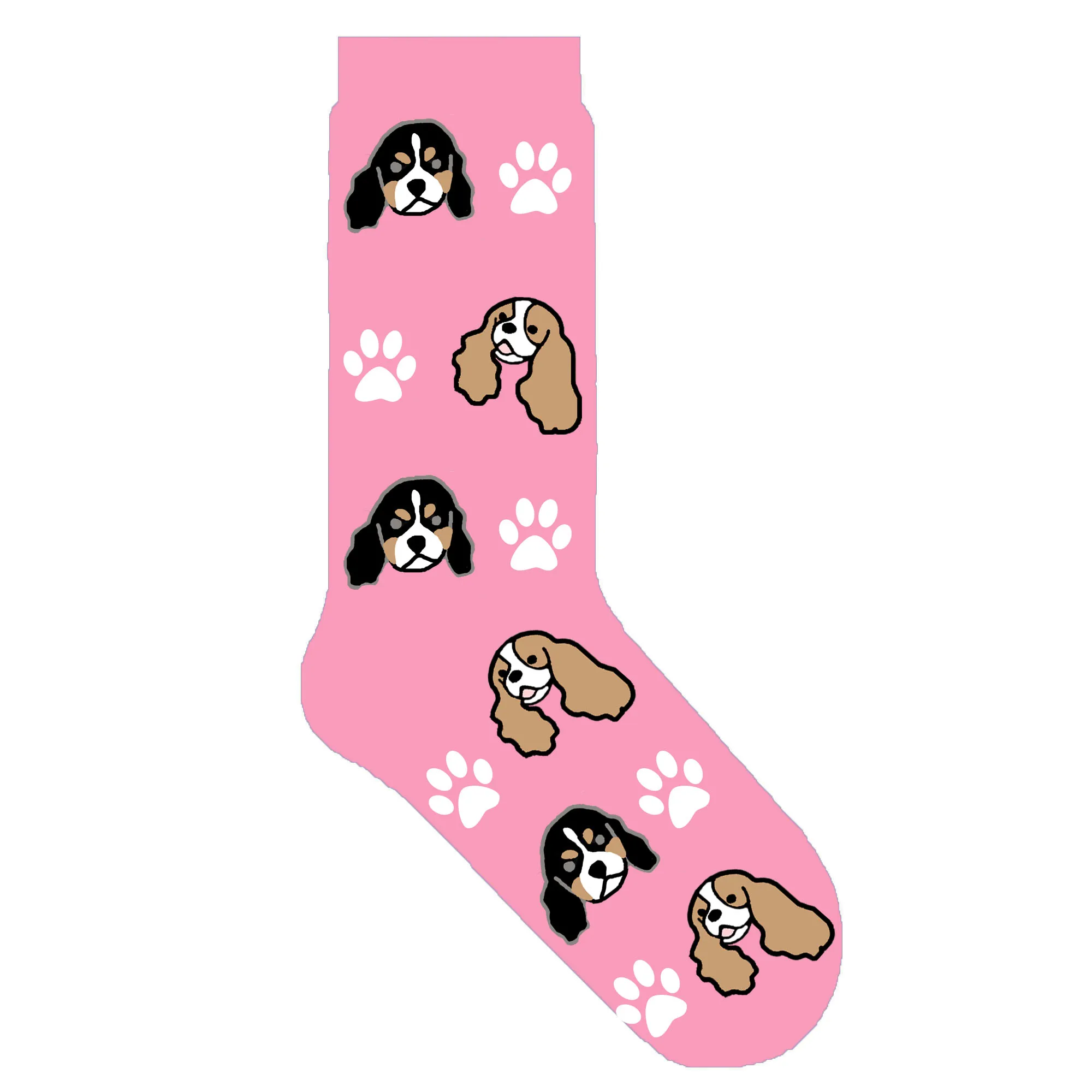 Spaniel dog Cavalier King Charles Spaniel dog crew socks with paw cute dog theme gift kawaii socks novelty creative sox ORIGINAL 50 pair/lot - Цвет: Spaniel dog