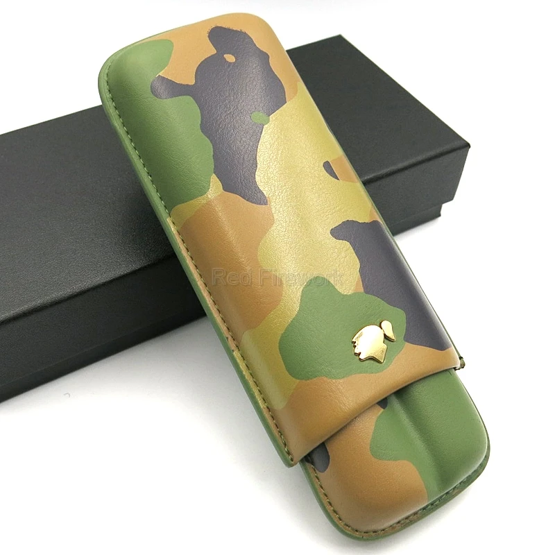Cohiba Camouflage Cowhide Leather 2/3 Tube Cigar Case Humidor Holder Fashion Outdoor Style | Дом и сад