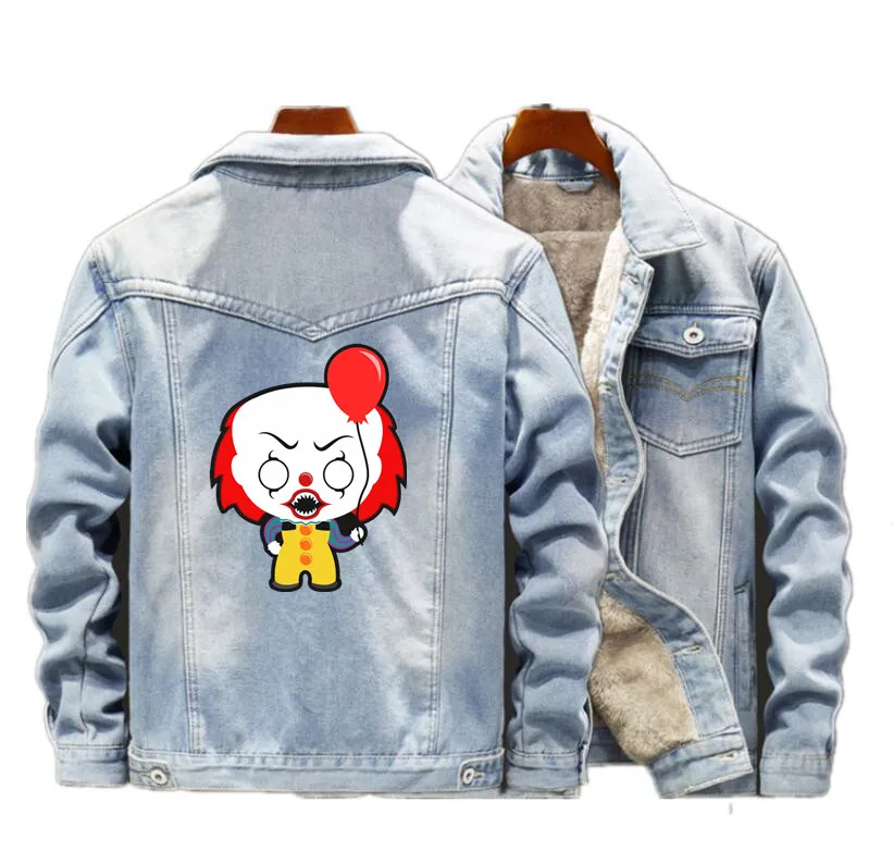 Movie Stephen King's It зимняя мужская теплая флисовая джинсовая куртка модная джинсовая Повседневная куртка-бомбер в стиле хип-хоп Ретро Уличная одежда
