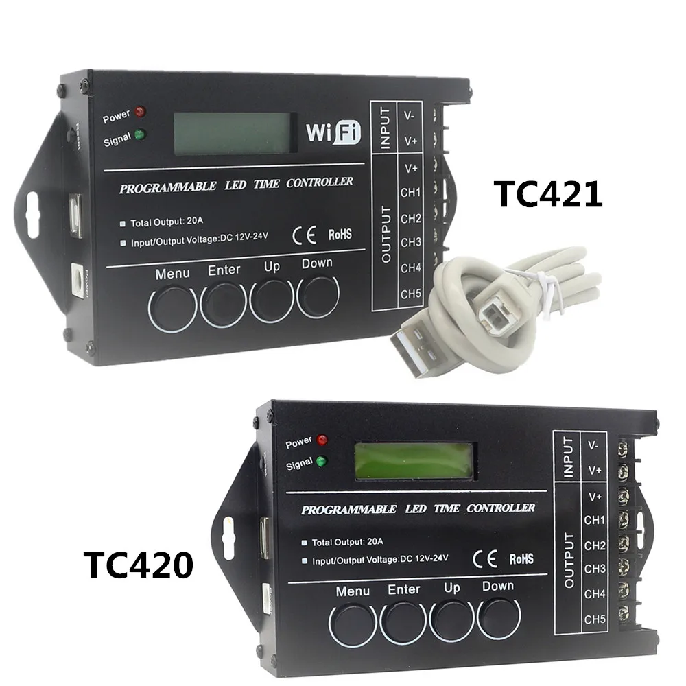 Программируемый светодиодный RGB контроллер TC421 TC420 Wi Fi время DC12V/24 В 5 каналов общий