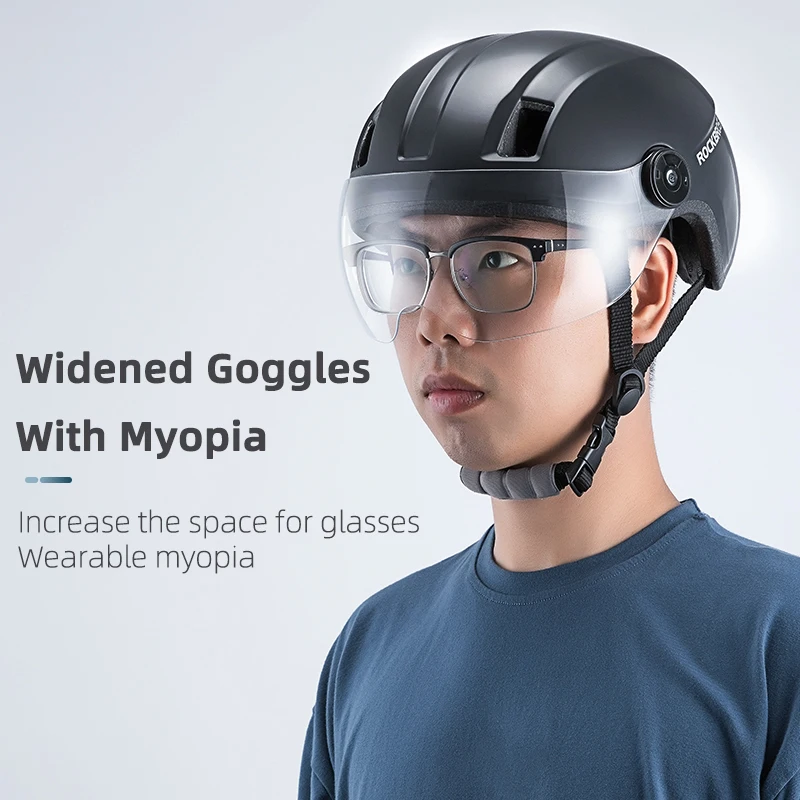 ROCKBROS Electric Bicycle Helmet Men Women MTB Road Bike Helmet With Goggles Motercycle Safety Helmet Protection Cycling Helmet