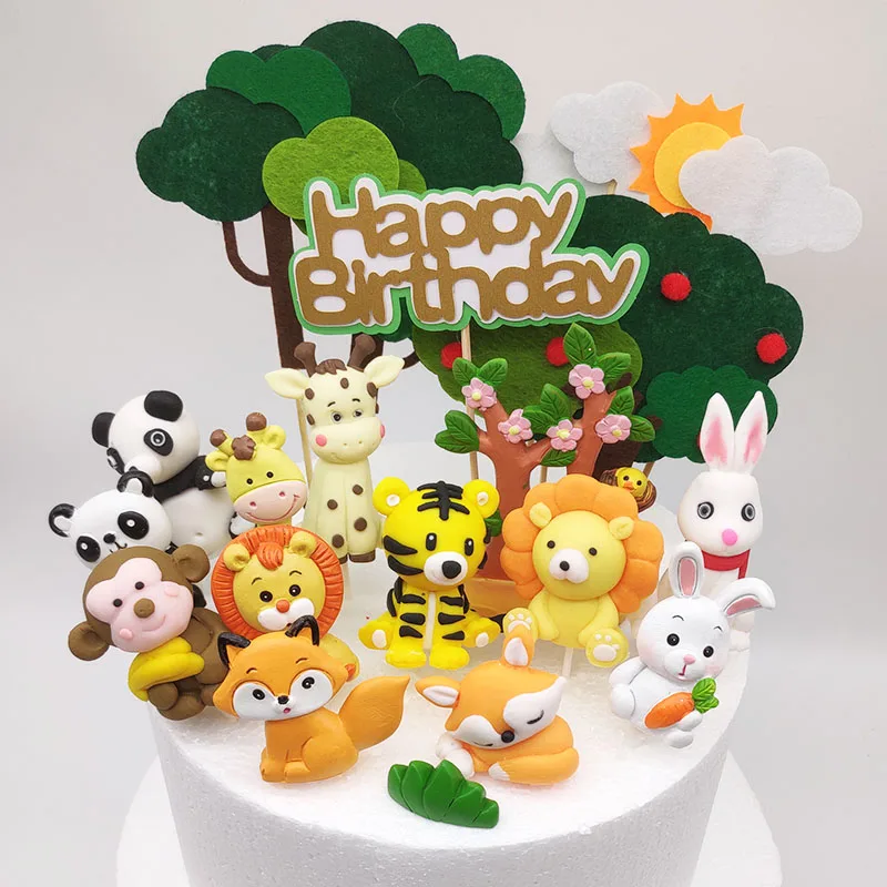 1pc Animal Cake Topper Safari Jungle Wild Forest Animals Figures Woodland  Cupcake Toppers Cake Decoration Birthday Party Favors _ - AliExpress Mobile