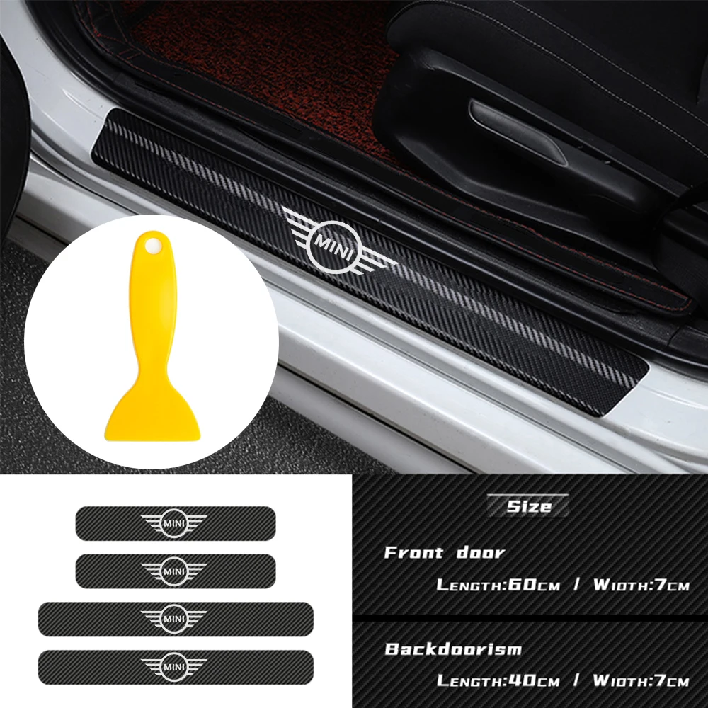 Car styling 4Pcs Threshold Door Sill Pedal Protector Carbon Fiber Stickers For BMW Mini Cooper R56 R50 R53 F56 R60 Accessories | Автомобили