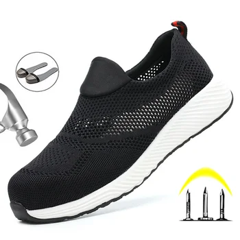 

2020 Men Boots Male Safety Shoes Steel Toe Construction Protective Footwear Lightweight 3D Shockproof Work Sneaker Shoes For Men