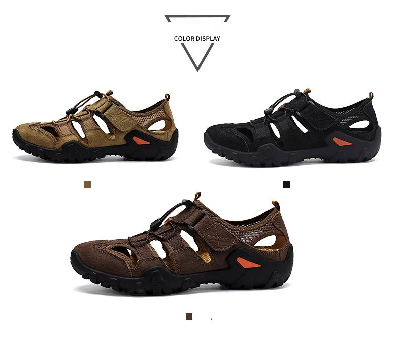 Уличная походная обувь водонепроницаемые мужские летние сандалии для прогулки из натуральной кожи горный треккинг Спортивные Кроссовки противоскользящие пляжные сандалии