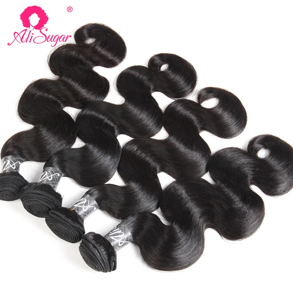 

Ali Sugar Hair Malaysian Body Wave Raw Virgin Hair 4 Bundles 100% Unprocessed Human Hair Natural Color