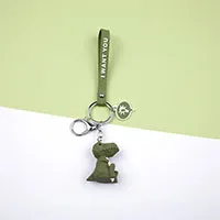 Милый рисунок панда животное геометрический маленький брелок для ключей динозавры животное Сумочка с брелоком подарок кулон высокое качество - Цвет: GREEN
