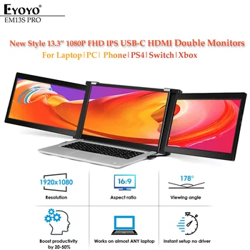 Eyoyo-Monitor portátil para videojuegos, IPS, 1920x1080, 13,3 ", tipo USB-C, HDMI, pantalla FHD para ordenador portátil, PC, teléfono, PS4, Xbox, Nintendo Switc