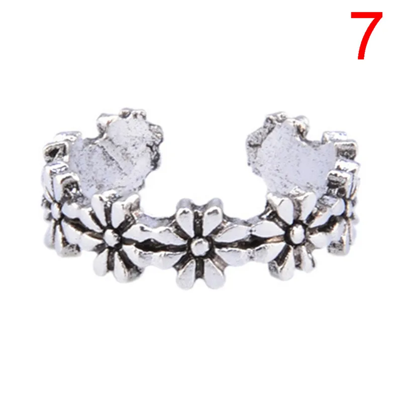 12-piece rings Lady Unique adjustable opening Fingerring Retro carved Foot Beach foot jewelry