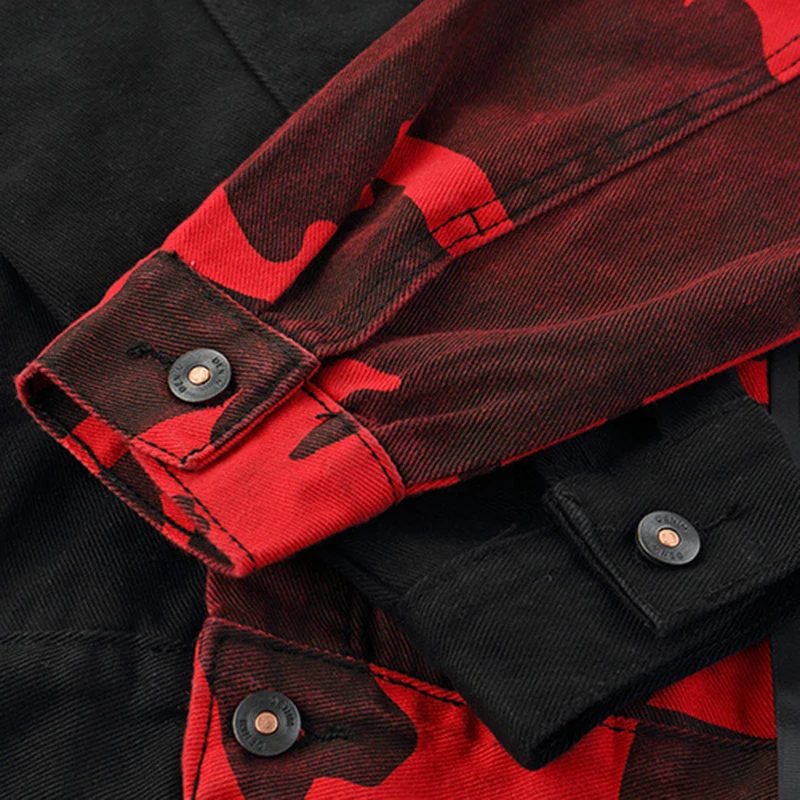 red camo jean jacket