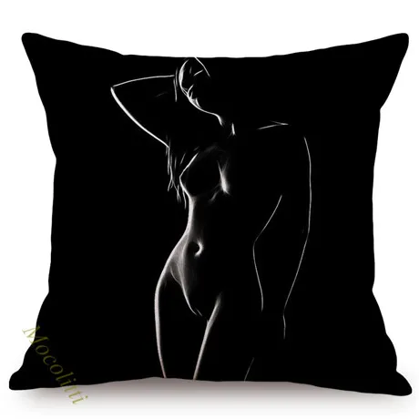 Black Sexy Art Dreaming Woman Design Throw Pillows Case Sexy Ass Butt Cotton Linen Home Decoration Room Sofa Chair Cushion Cover K167-5