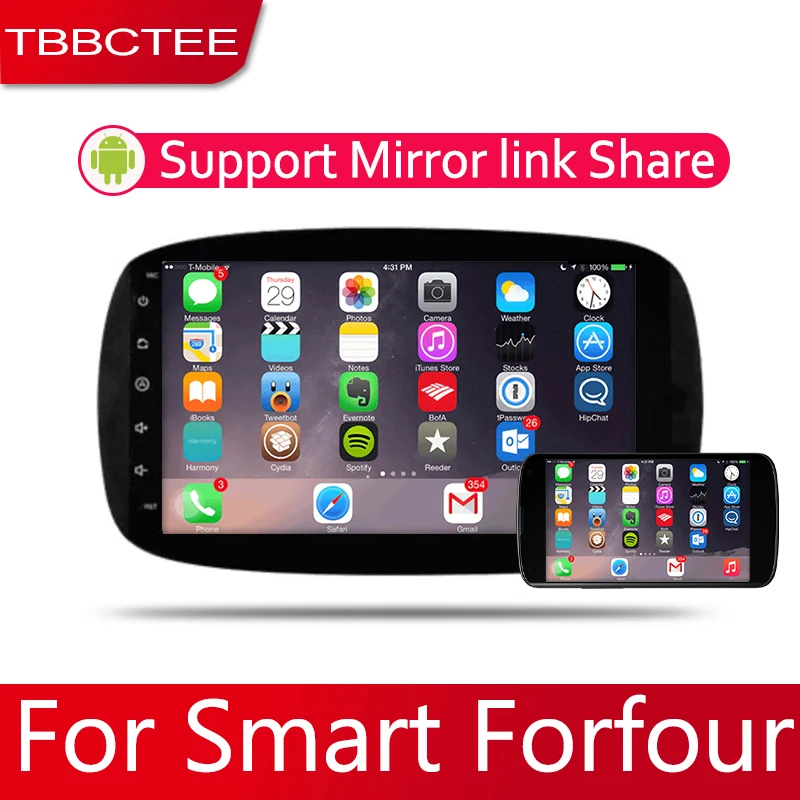 Sale 2din Car multimedia Android Autoradio Car Radio GPS player For Smart Forfour 2014~2019 Bluetooth WiFi Mirror link Navi 4