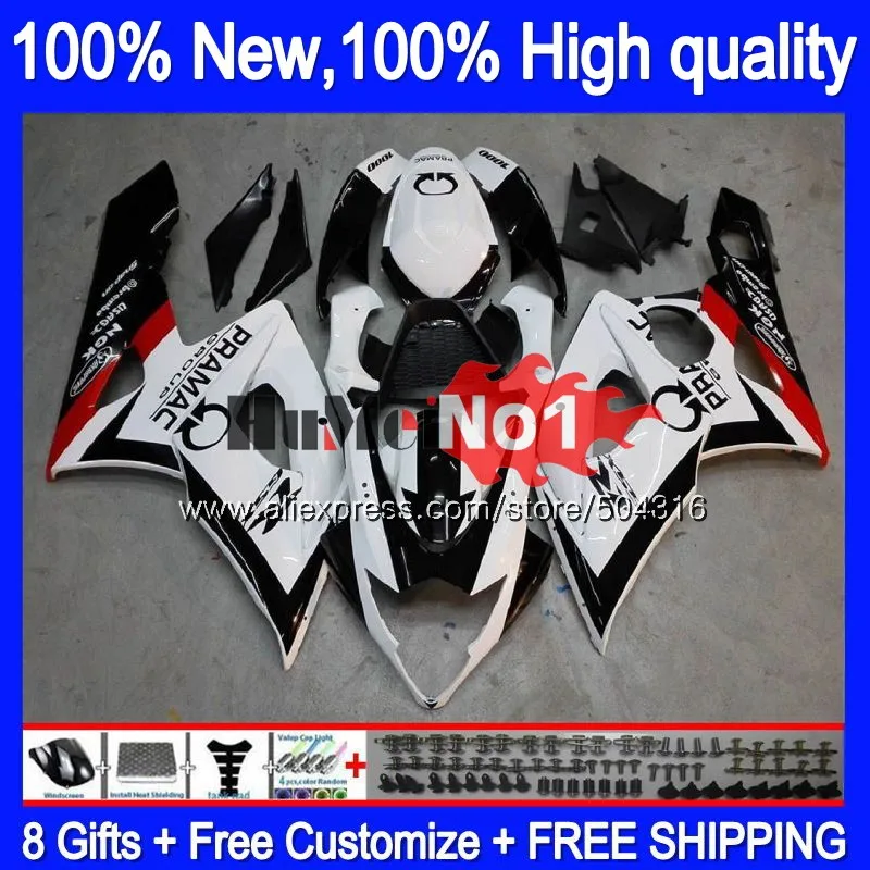 Тюнинг-пакет для SUZUKI 1000CC GSXR-1000 GSXR 1000 PRAMAC белый 21MC. 7 GSX-R1000 GSX R1000 05 K5 GSXR1000 2005 2006 05 06 обтекатели