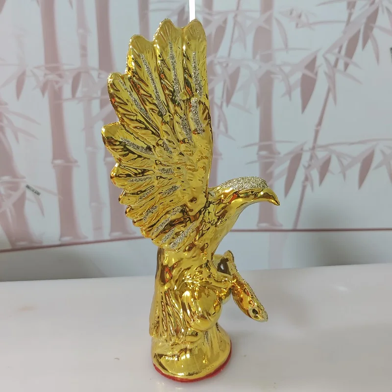 22CM Ceramic eagle Crafts Ceramic Creative Room Decoration Handicraft Gold Animal Porcelain Figurines Decorations L2565