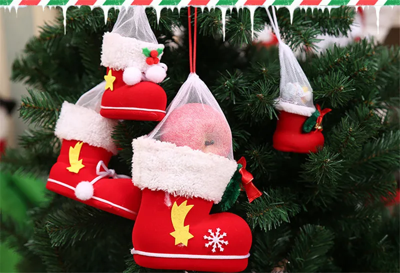 Новые рождественские украшения 1 шт. веселые рождественские ботинок для конфет подарки для дома рождественские чулки коробочки для яблок натальный Декор декорация Рождество