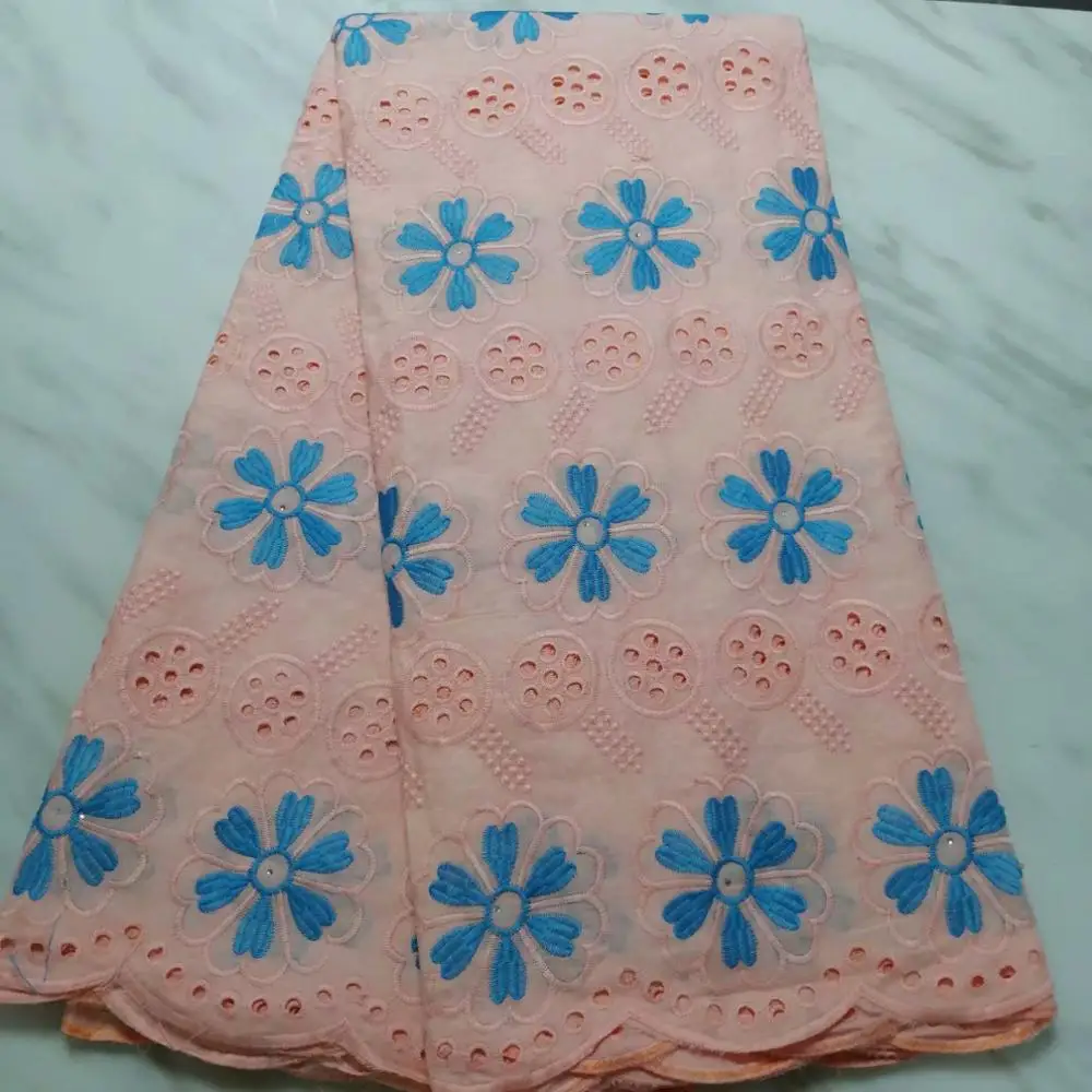 

yellow African Cotton swiss voile lace High Quality 2019 pink+ blue african guipure cord lace fabric with stones for women