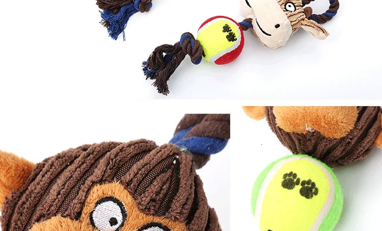 Pet dog toy corduroy tennis cotton rope dog molars sound toy dog toy