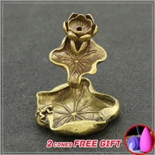 Brûleur d'encens à reflux, feuille de Lotus en laiton, cascade, étang de grenouille de lotus, Conception artistique, bureau, ornement de maison, cadeau