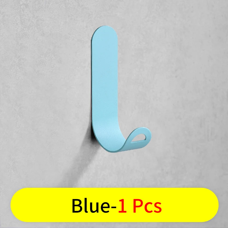Blue-1 PCS Крючок для халата черный крючок для полотенец ключ рюкзак вешалка для одежды клей настенный крючок для пальто вешалка Аксессуары для ванной комнаты - Цвет: Blue-1 PCS