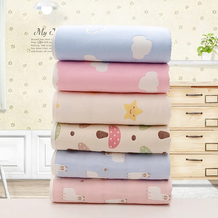 random color Муслиновые одеяла для детей, 6 слоев, марля, хлопок, мягкое одеяло, для новорожденных, органза, Пеленальное полотенце, детское банное полотенце, 110*110 см - Цвет: random color