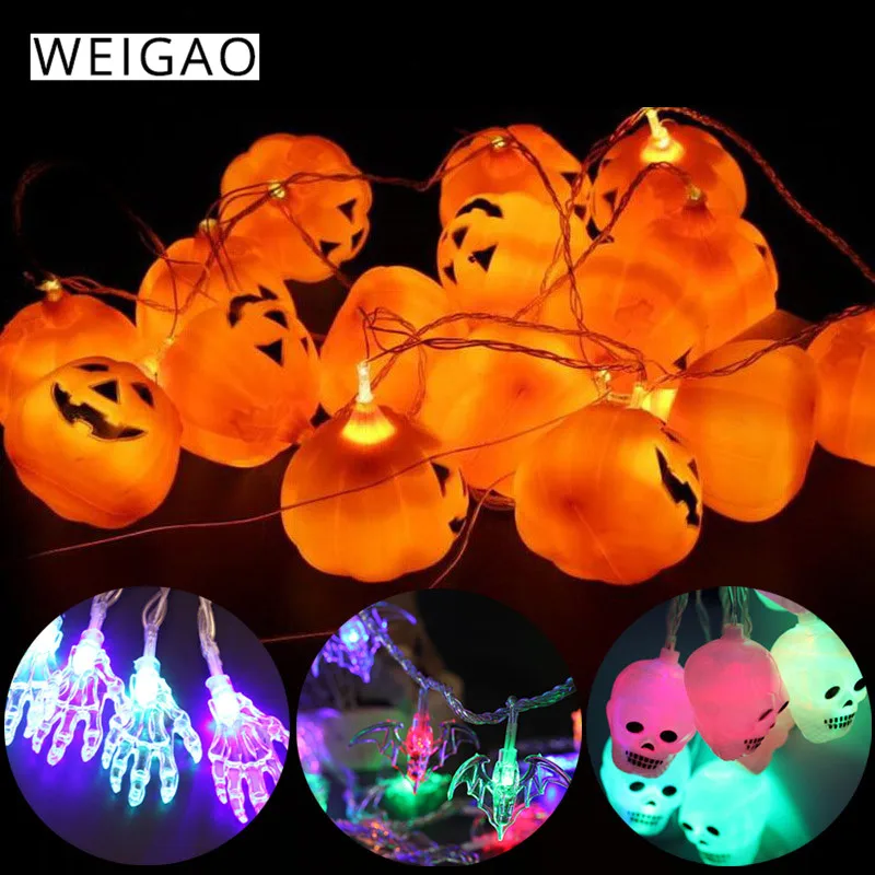 

WEIGAO Halloween Lights String Pumpkin Skull Bat 10LED String Light for Crazy Halloween Party Outdoor Indoor Decoration Pumpkin
