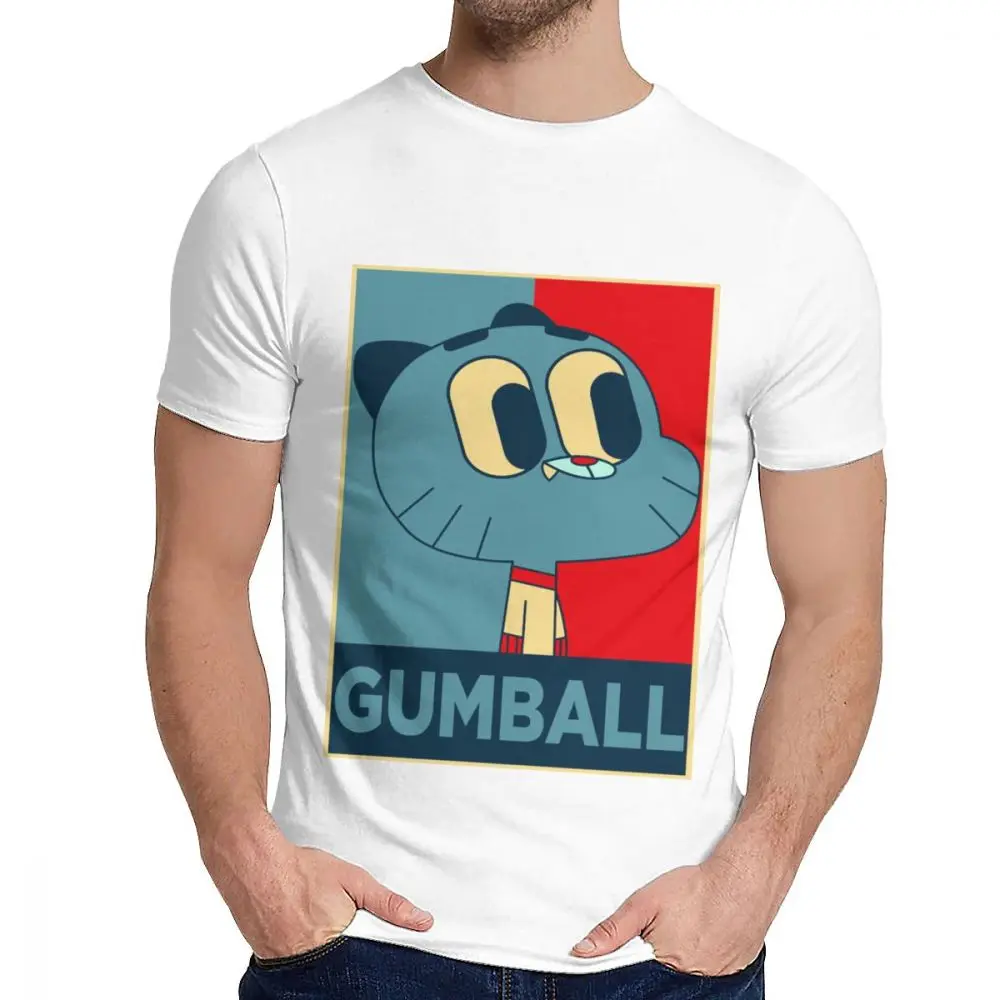 Мужская футболка потрясающий мир Gumball Great Новая мужская футболка с круглым вырезом и мультяшным дизайном - Цвет: Белый