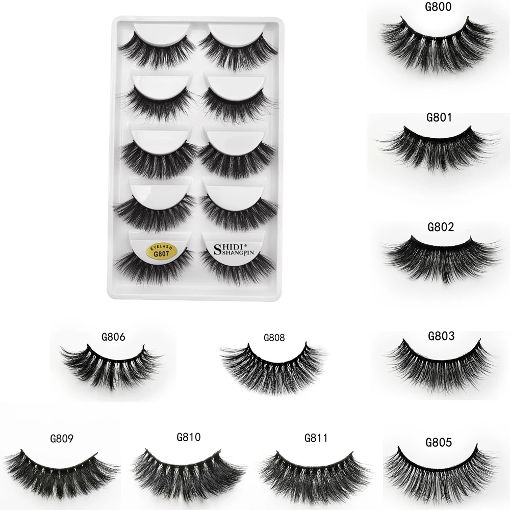 

5 Pairs Multipack Fluffy cils False 3D Mink Eyelashes Thick Style Handmade Nature Long Wispy Makeup Extension Tools