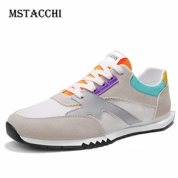 

MStacchi Fashion Cool Men Shoes Lace-Up Colour Mixture Flat Shoes Suede Leather Ventilate Casual Shoes 2020 Summer Men Sneakers