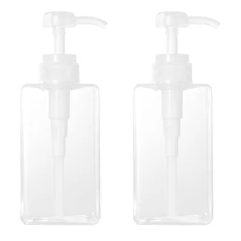 

2020 New Arrival 2pcs Empty Bottles Soap Pump Dispenser Bottles 450ml Clear Refillable Bottle Diy Home Bathroom Accessories