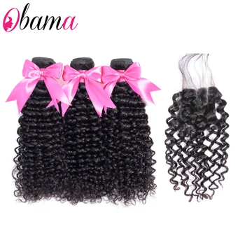 

Obama hair Water Wave Bundles With Closure Brazilian 100% Remy Human Hair 3/4 Bundles With 4x4 Closure Human Hair Bundles